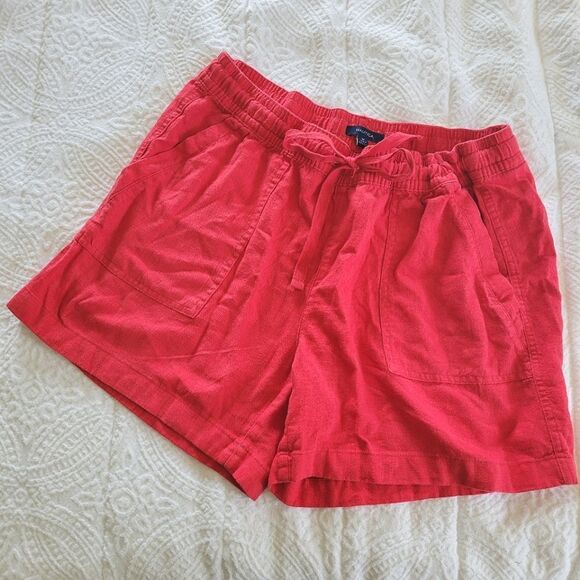 Nautica Linen Blend Red Women's Shorts Adjustable Drawstring Elastic Waist M - Picture 3 of 7